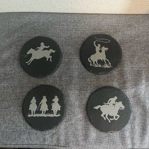 4 stone/slate western coasters